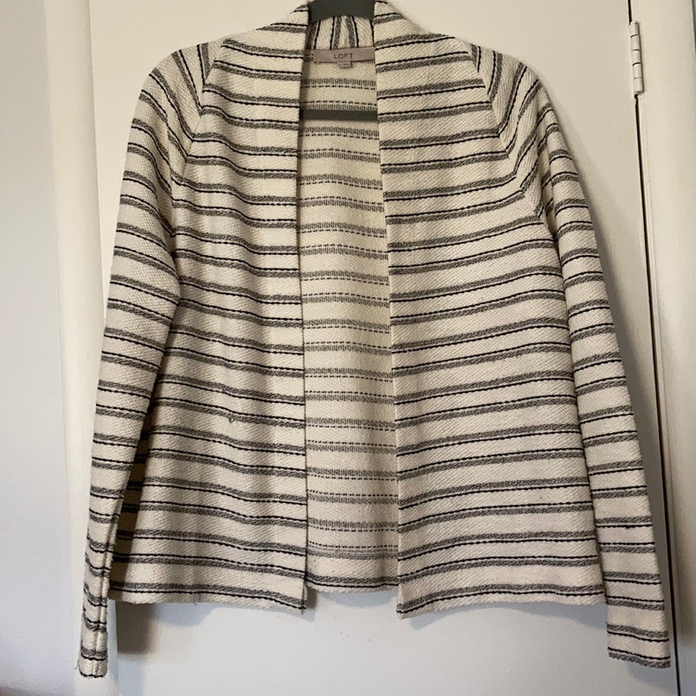 Loft Striped Knit Cardigan, Medium